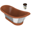ANZZI Banten 68 in. Handmade Copper Double Slipper Flatbottom Non-Whirlpool Bathtub in Polished Antique Copper