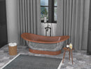 ANZZI Banten 68 in. Handmade Copper Double Slipper Flatbottom Non-Whirlpool Bathtub in Polished Antique Copper