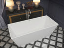 ANZZI Fomaia 4.9 ft. Man-Made Stone Center Drain Freestanding Bathtub in Matte White