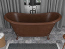 ANZZI Iida 66 in. Handmade Copper Double Slipper Clawfoot Non-Whirlpool Bathtub in Hammered Antique Copper