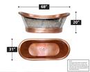 ANZZI Theodosius 68 in. Handmade Copper Double Slipper Flatbottom Non-Whirlpool Bathtub in Polished Antique Copper