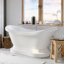 Cambridge Plumbing Acrylic Double Ended  Pedestal Slipper Bathtub 68" X 28" with No Faucet Drillings and Complete Brushed Nickel Plumbing Package