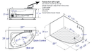 EAGO AM161-R 59" Single Person Corner White Acrylic Whirlpool BathTub