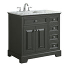 Eviva Monroe 36" Gray Transitional Bathroom Vanity w/ White Carrara Top