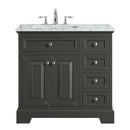 Eviva Monroe 36" Gray Transitional Bathroom Vanity w/ White Carrara Top