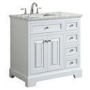 Eviva Monroe 36" White Transitional Bathroom Vanity w/ White Carrara Top