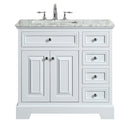 Eviva Monroe 36" White Transitional Bathroom Vanity w/ White Carrara Top