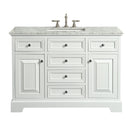Eviva Monroe 48" White Transitional Bathroom Vanity w/ White Carrara Top