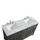 Eviva Monroe 72" Gray Transitional Double Sink Bathroom Vanity w/ White Carrara Top