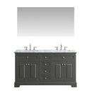 Eviva Monroe 60" Gray Transitional Double Sink Bathroom Vanity w/ White Carrara Top