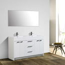 Eviva Lugano 60" White Modern Double Sink Bathroom Vanity w/ White Integrated Top