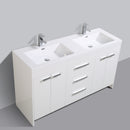 Eviva Lugano 60" White Modern Double Sink Bathroom Vanity w/ White Integrated Top