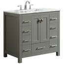 Eviva Hampton 36" Gray Transitional Bathroom Vanity w/ White Carrara Top