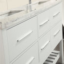 Eviva Natalie 60" White Freestanding Double Sink Bathroom Vanity w/ White Carrara Top