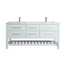 Eviva Natalie 60" White Freestanding Double Sink Bathroom Vanity w/ White Carrara Top