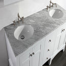 Eviva New York 60" White Double Sink Bathroom Vanity w/ White Carrara Top