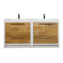 Eviva Grace 72" Natural Oak/White Double Sink Bathroom Vanity w/ White Integrated Top