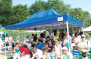 Shelter Logic 10x15 ST Pop-up Canopy, Blue Cover, Black Roller Bag