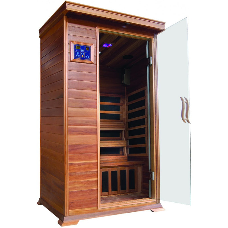 SunRay HL100K Sedona 1 Person Cedar Sauna w/Carbon Heaters Sauna