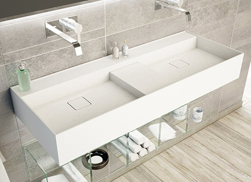 Ideavit SOLIDBLISS-120 Wide Wall Hung With 2 Basins, Bathroom Sink