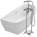 ANZZI Bank 64.9 in. Acrylic Flatbottom Bathtub in White with Tugela Faucet in Brushed Nickel