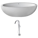 ANZZI Lusso 6.3 ft. Solid Surface Classic Soaking Bathtub in Matte White and Kros Faucet in Chrome
