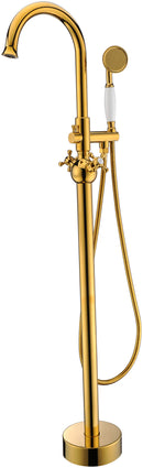 ANZZI Bridal 3-Handle Claw Foot Tub Faucet with Hand Shower in Gold