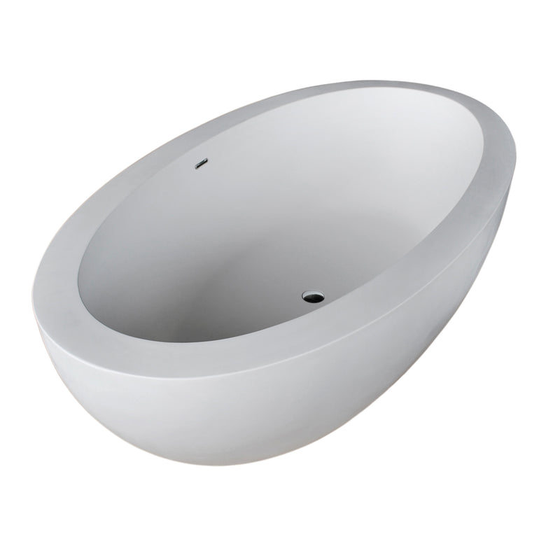 ANZZI Lusso 6.3 ft. Solid Surface Center Drain Freestanding Bathtub in Matte White