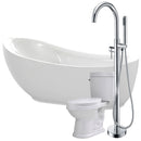 ANZZI Talyah 71 in. Acrylic Flatbottom Non-Whirlpool Bathtub with Kros Faucet and Talos 1.6 GPF Toilet