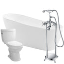 ANZZI Trend 67 in. Acrylic Flatbottom Non-Whirlpool Bathtub with Tugela Faucet and Talos 1.6 GPF Toilet