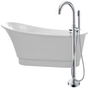 ANZZI Prima 67 in. Acrylic Flatbottom Non-Whirlpool Bathtub in White with Kros Faucet in Polished Chrome
