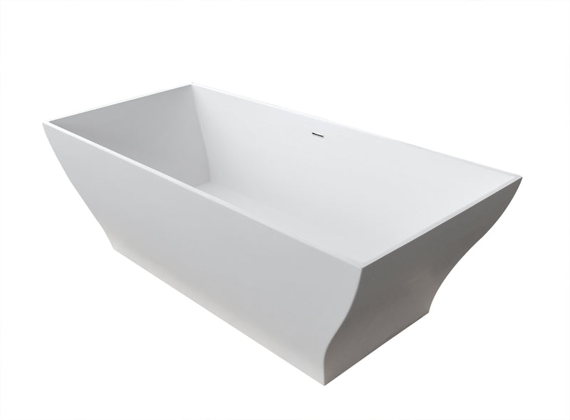 ANZZI Kayenge 5.9 ft. Solid Surface Center Drain Freestanding Bathtub in Matte White