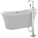 ANZZI Eft 67 in. Acrylic Flatbottom Non-Whirlpool Bathtub in White with Yosemite Faucet in Brushed Nickel