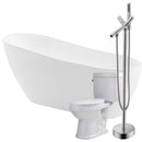 ANZZI Trend 67 in. Acrylic Flatbottom Non-Whirlpool Bathtub with Havasu Faucet and Talos 1.6 GPF Toilet