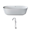ANZZI Sabbia 5.9 ft. Solid Surface Classic Soaking Bathtub in Matte White and Kros Faucet in Chrome