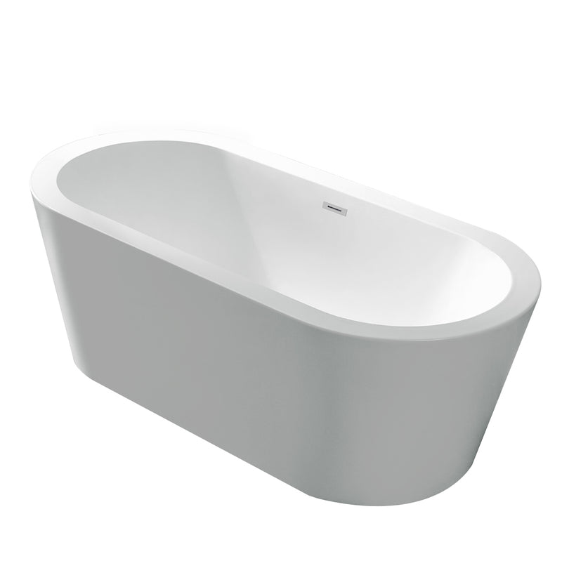 ANZZI Ares 5.5 ft. Center Drain Freestanding Bathtub in Glossy White