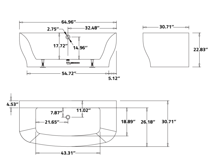 ANZZI Bank Series 5.41 ft. Freestanding Bathtub in White