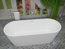 ANZZI Kosima 5.6 ft. Solid Surface Center Drain Freestanding Bathtub in Matte White