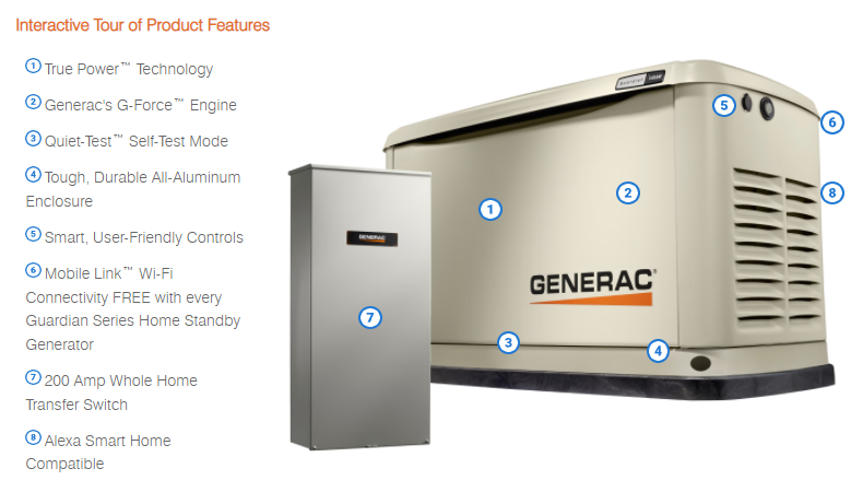 Generac 14/14 kW Air-Cooled Standby Generator, Alum Enclosure, 200 SE (not CUL)