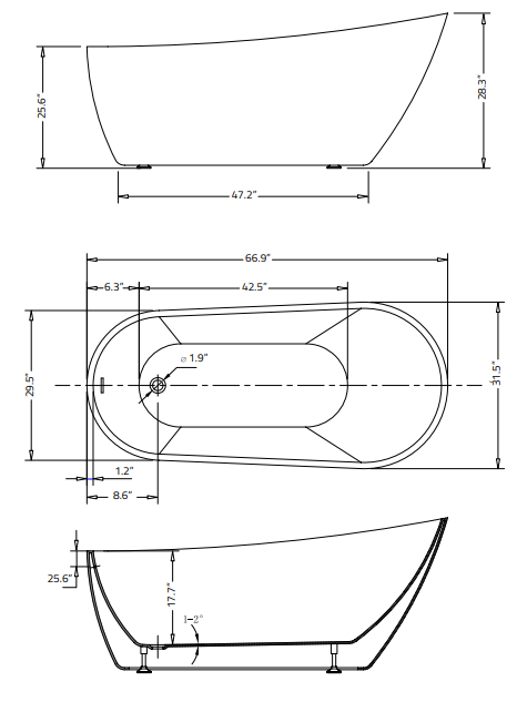 ANZZI Trend 67 in. Acrylic Flatbottom Non-Whirlpool Bathtub with Tugela Faucet and Talos 1.6 GPF Toilet