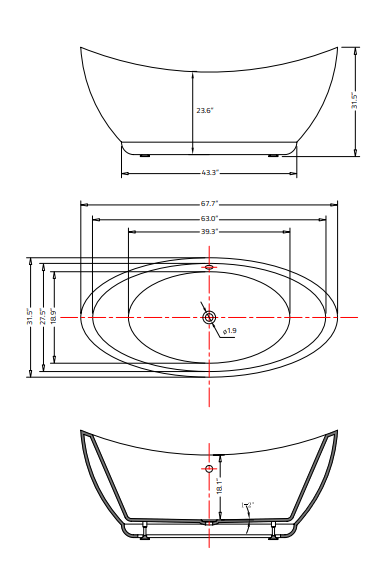 ANZZI Reginald 68 in. Acrylic Flatbottom Non-Whirlpool Bathtub with Havasu Faucet and Kame 1.28 GPF Toilet