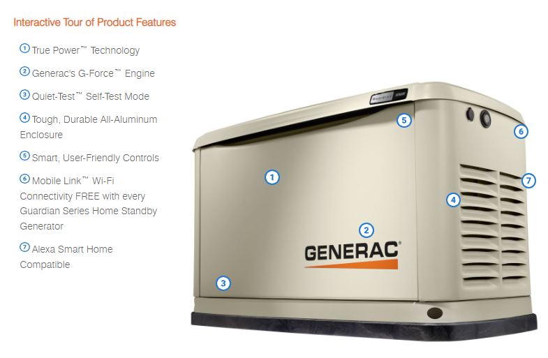 Generac 10/9 kW Air-Cooled Standby Generator, Aluminum Enclosure