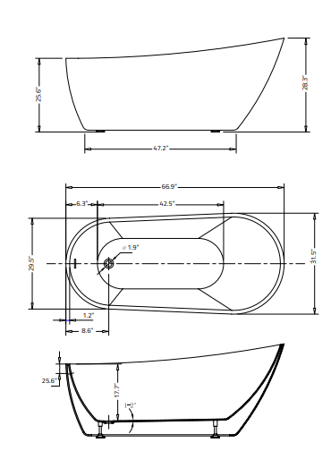 ANZZI Trend Series 5.58 ft. Freestanding Bathtub in White