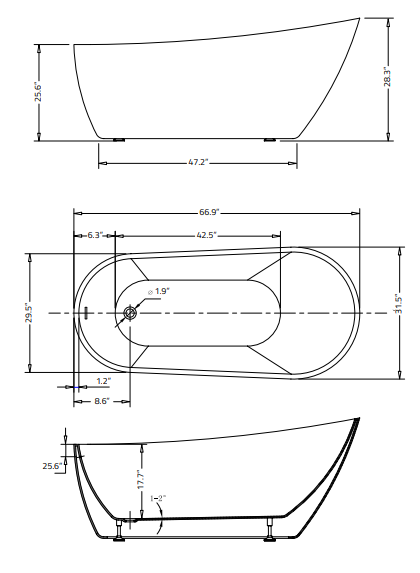 ANZZI Trend 67 in. Acrylic Flatbottom Non-Whirlpool Bathtub with Tugela Faucet and Talos 1.6 GPF Toilet