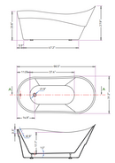 ANZZI Kahl 67 in. Acrylic Flatbottom Non-Whirlpool Bathtub with Tugela Faucet and Cavalier 1.28 GPF Toilet