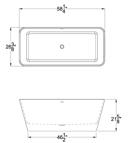 ANZZI Cenere 58.25 in. Solid Surface Soaking Bathtub with Cavalier 2-piece 1.28 GPF Single Flush Toilet