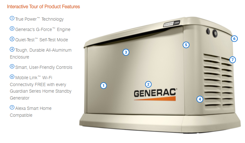 Generac 24/21 kW Air-Cooled Standby Generator, Aluminum Enclosure