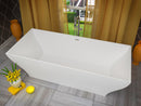 ANZZI Kayenge 5.9 ft. Solid Surface Center Drain Freestanding Bathtub in Matte White