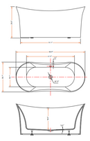 ANZZI Eft 67 in. Acrylic Flatbottom Non-Whirlpool Bathtub with Kame 2-piece 1.28 GPF Single Flush Toilet