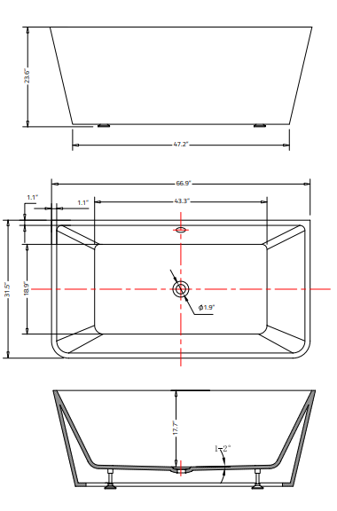 ANZZI Zenith Series 5.58 ft. Freestanding Bathtub in White